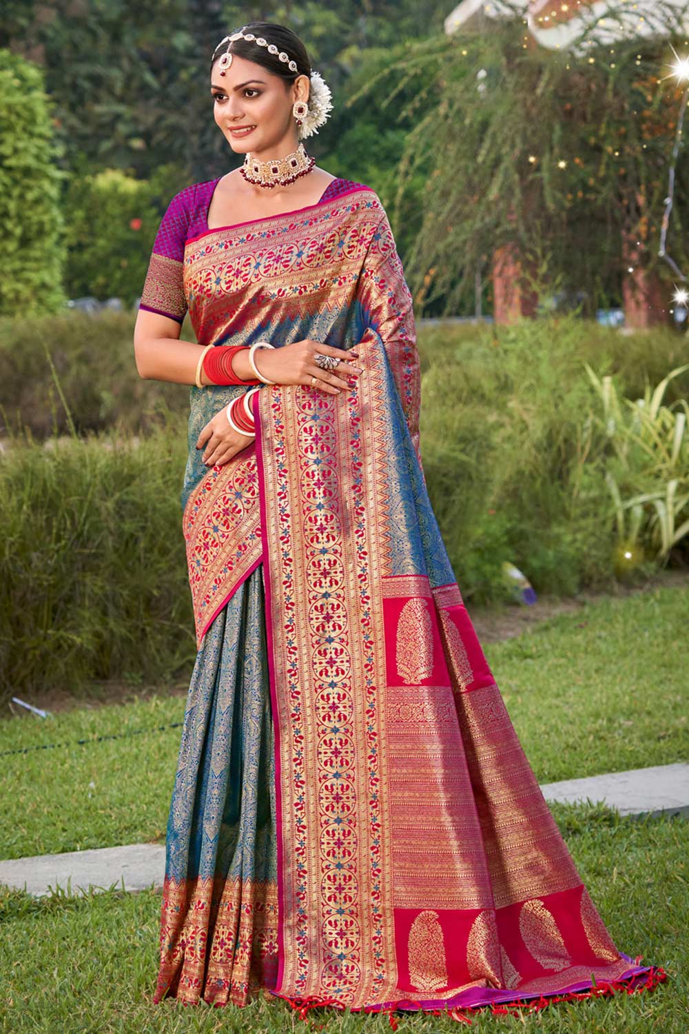 Grey Kanjivaram Silk Woven Saree