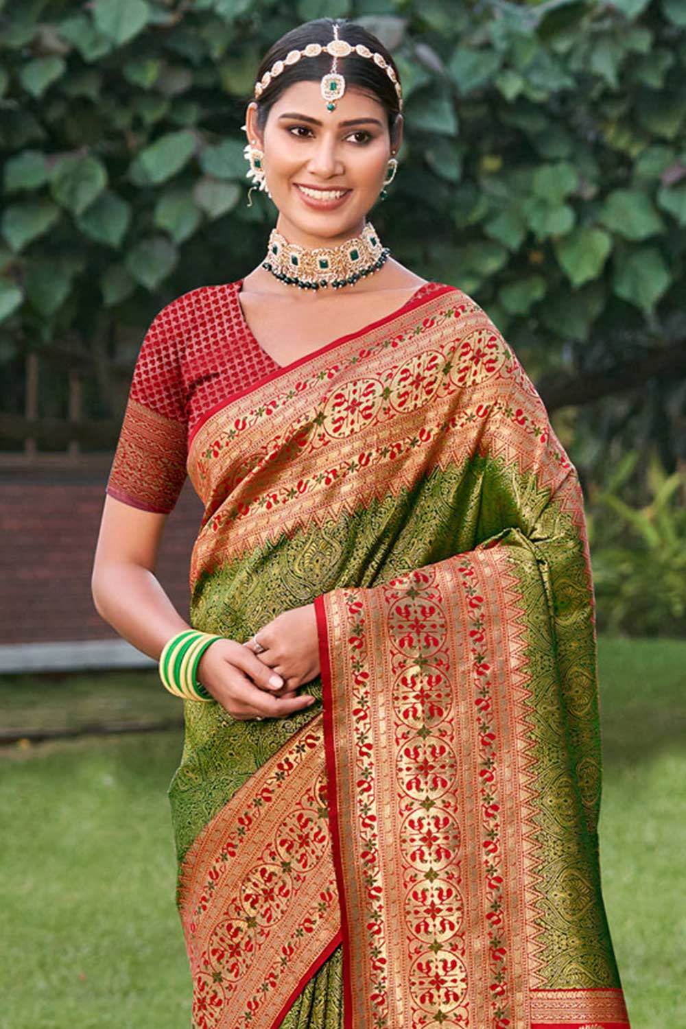 Green Kanjivaram Silk Woven Saree