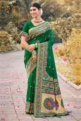 Green Paithani Silk Woven Saree