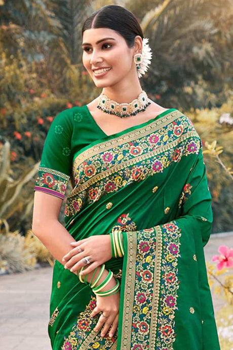 Green Paithani Silk Woven Saree