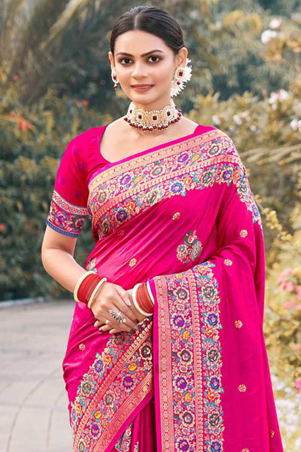 Pink Paithani Silk Woven Saree