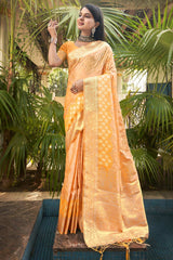 Yellow  Silk Woven Saree