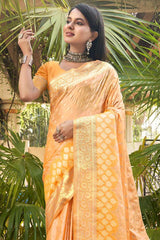 Yellow  Silk Woven Saree