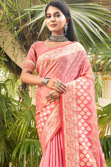 Pink Silk Woven Saree