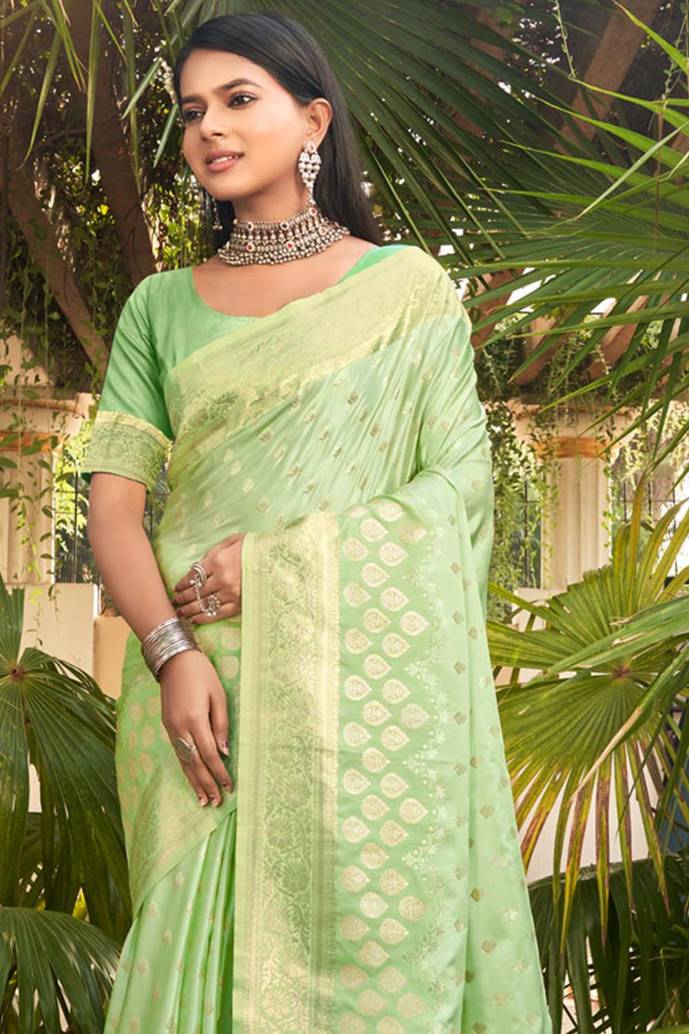 Green Silk Woven Saree