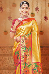 Gold Paithani Silk Woven Saree