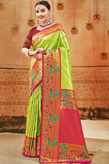 Green Paithani Silk Woven Saree