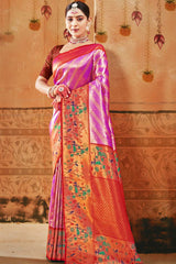 Purple Paithani Silk Woven Saree