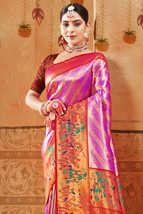 Purple Paithani Silk Woven Saree