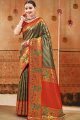 Green Paithani Silk Woven Saree