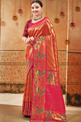 Red Paithani Silk Woven Saree