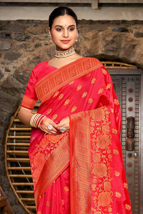 Maroon Silk Floral Saree