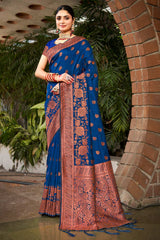 Blue Silk Woven Saree