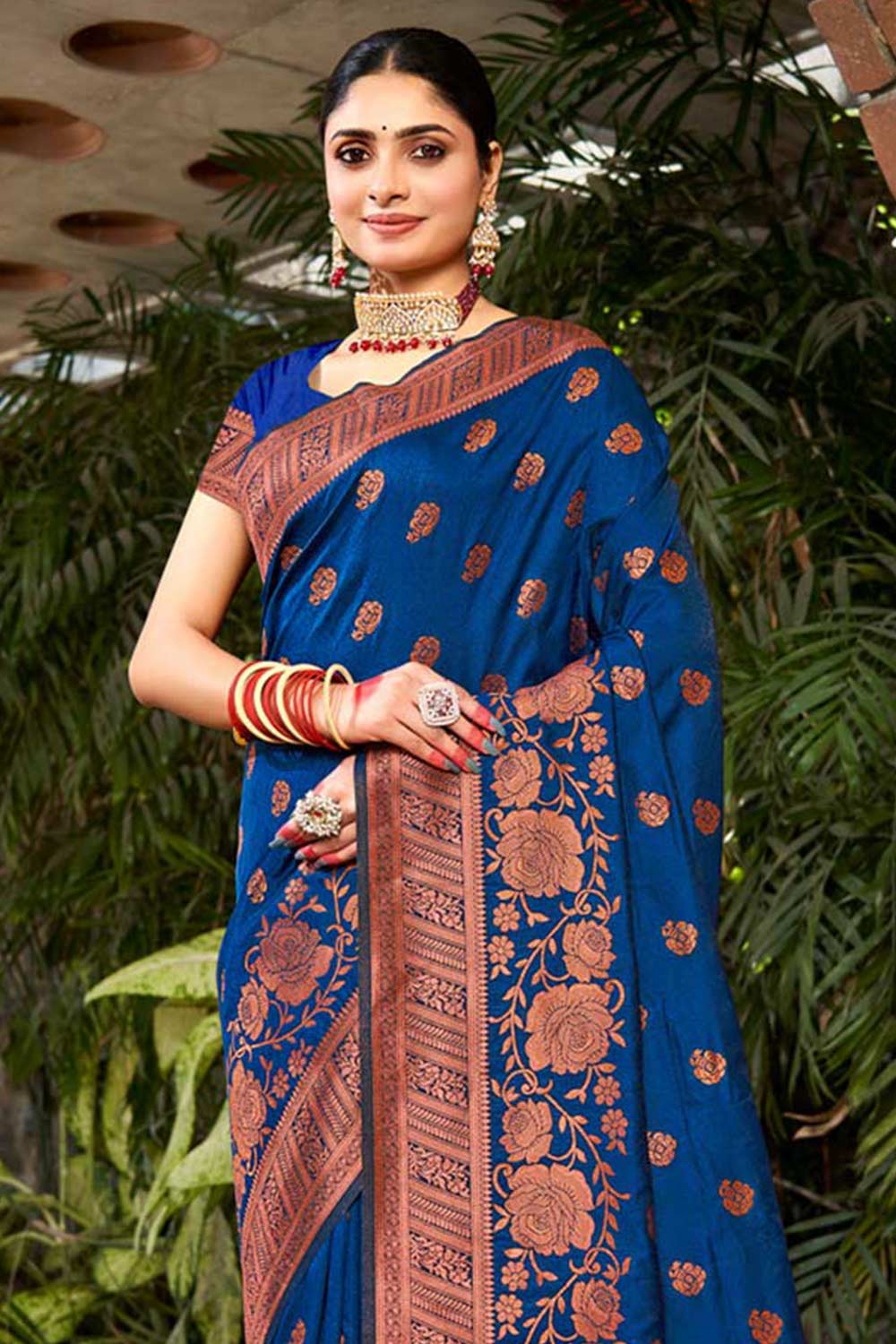 Blue Silk Woven Saree