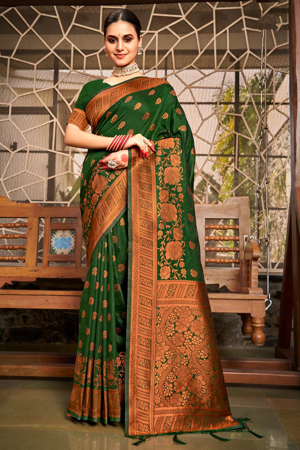 Green Silk Woven Saree