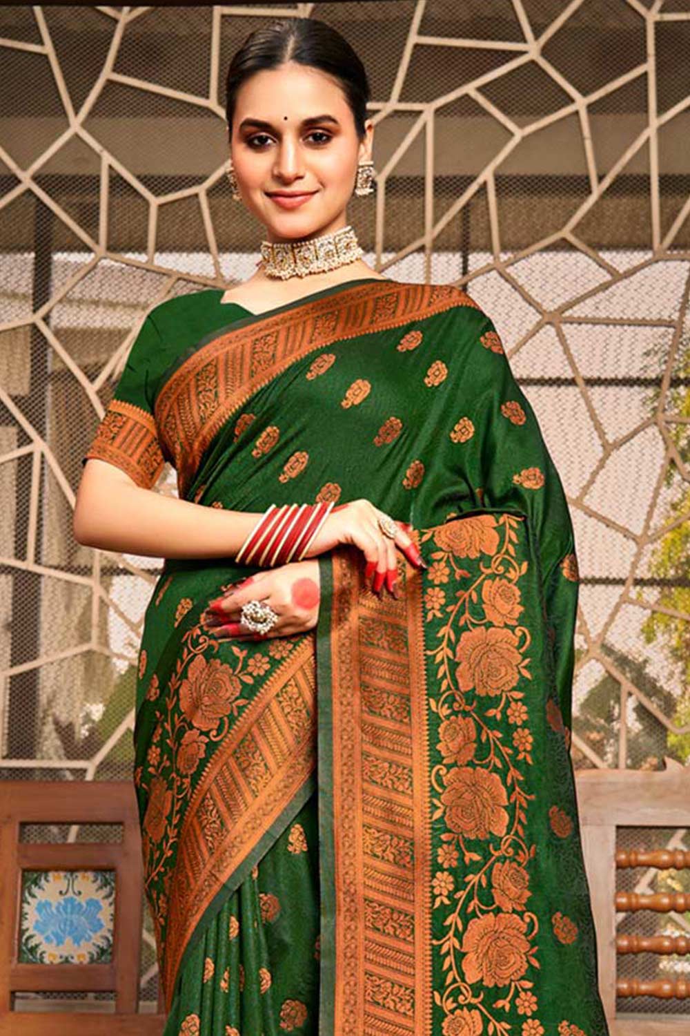 Green Silk Woven Saree