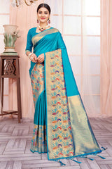 Teal Paithani Silk Woven Saree