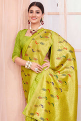 Green Paithani Silk Woven Saree