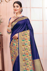 Violet Paithani Silk Woven Saree