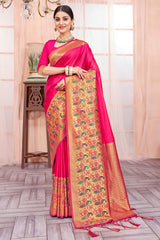 Pink Paithani Silk Woven Saree