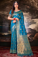 Blue Silk Woven Saree