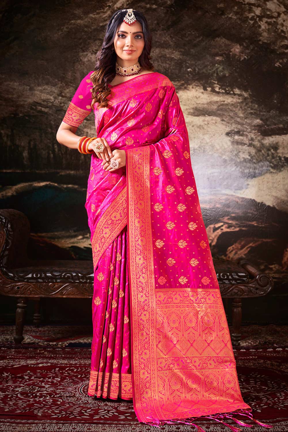 Pink Silk Woven Saree