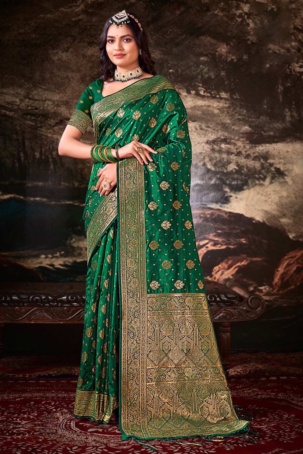 Green Silk Woven Saree