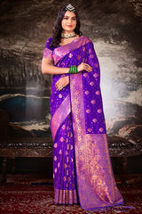 Violet Silk Woven Saree