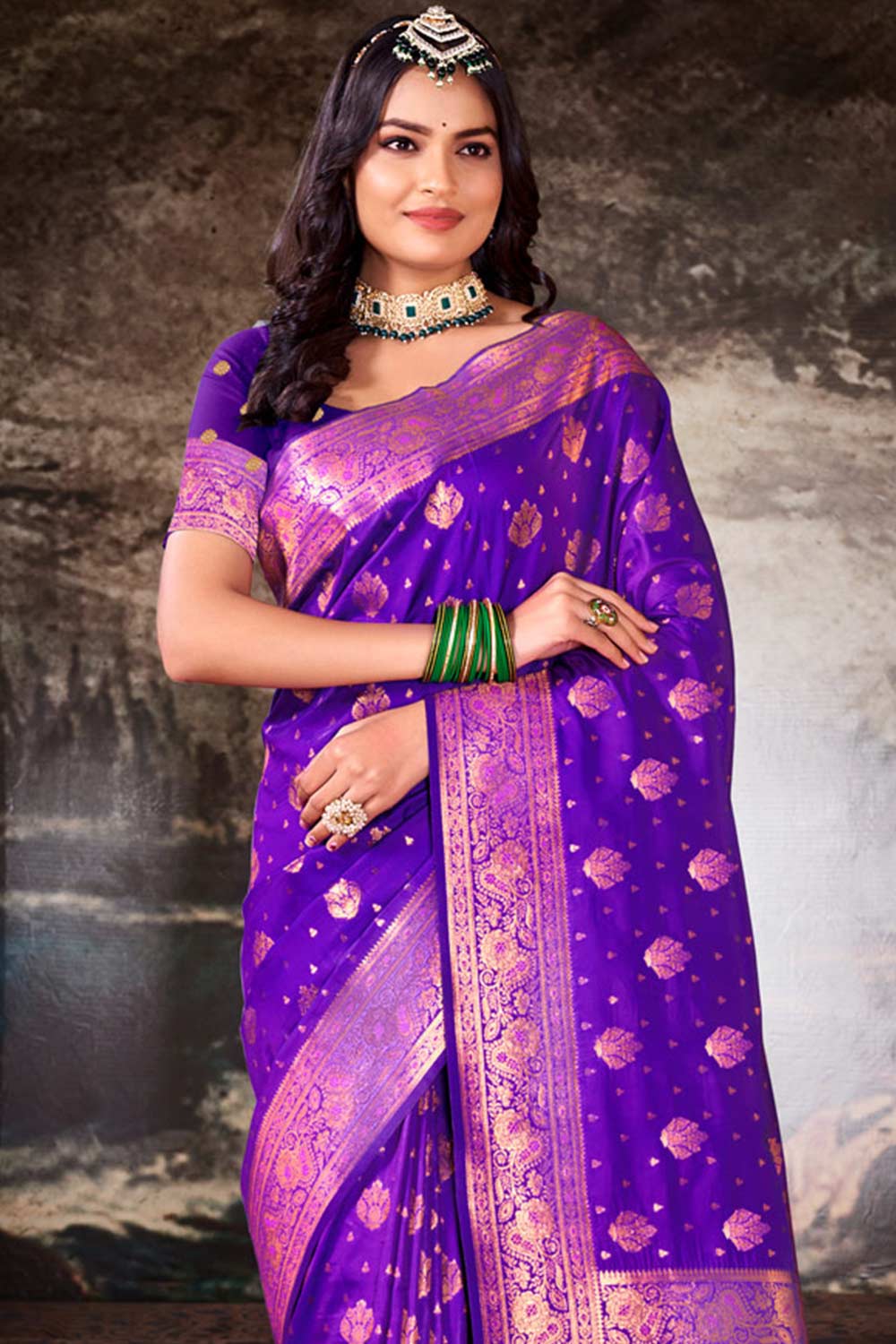 Violet Silk Woven Saree