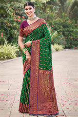 Green Banarasi Silk Woven Saree