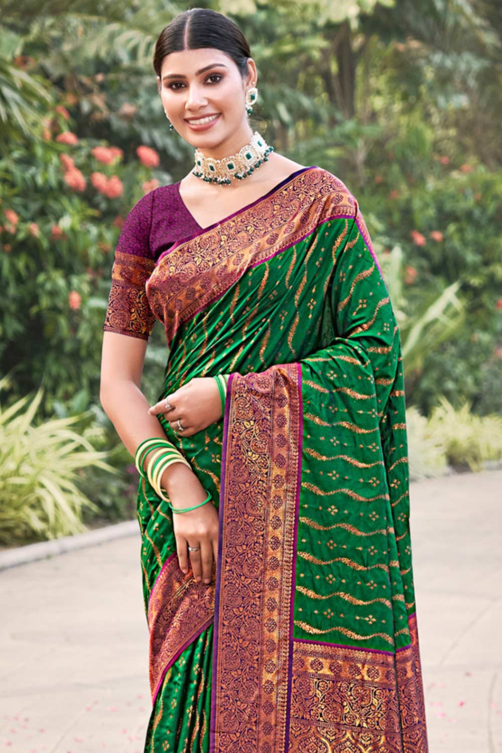 Green Banarasi Silk Woven Saree