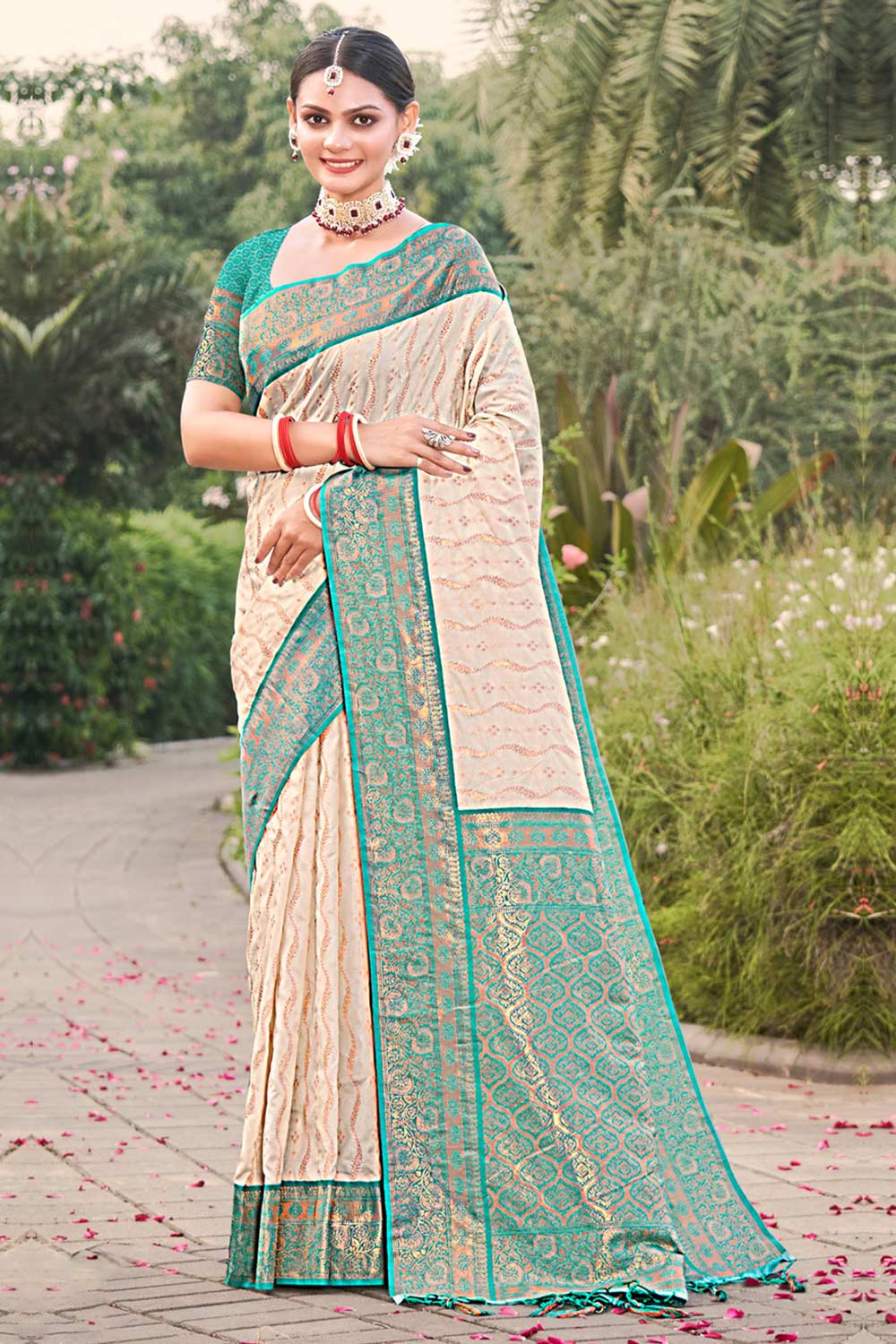 Green Banarasi Silk Woven Saree