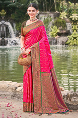 Pink Banarasi Silk Woven Saree