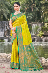 Green Banarasi Silk Woven Saree