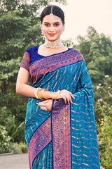 Blue Banarasi Silk Woven Saree