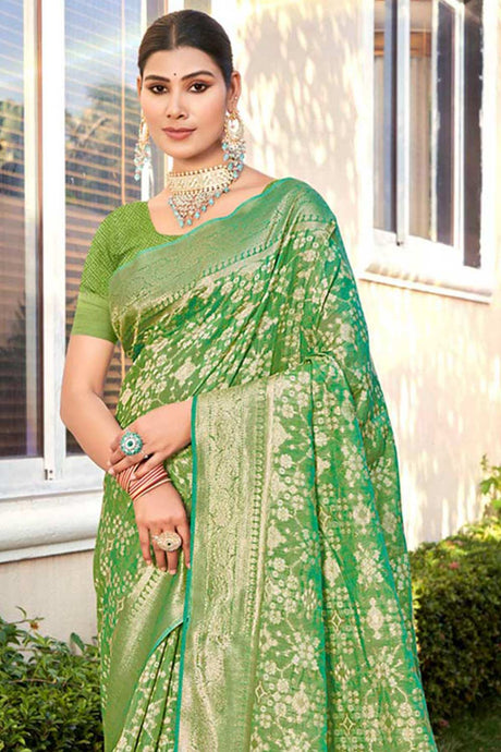 Green Cotton Woven Saree