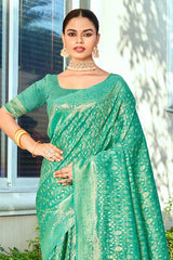 Green Cotton Woven Saree