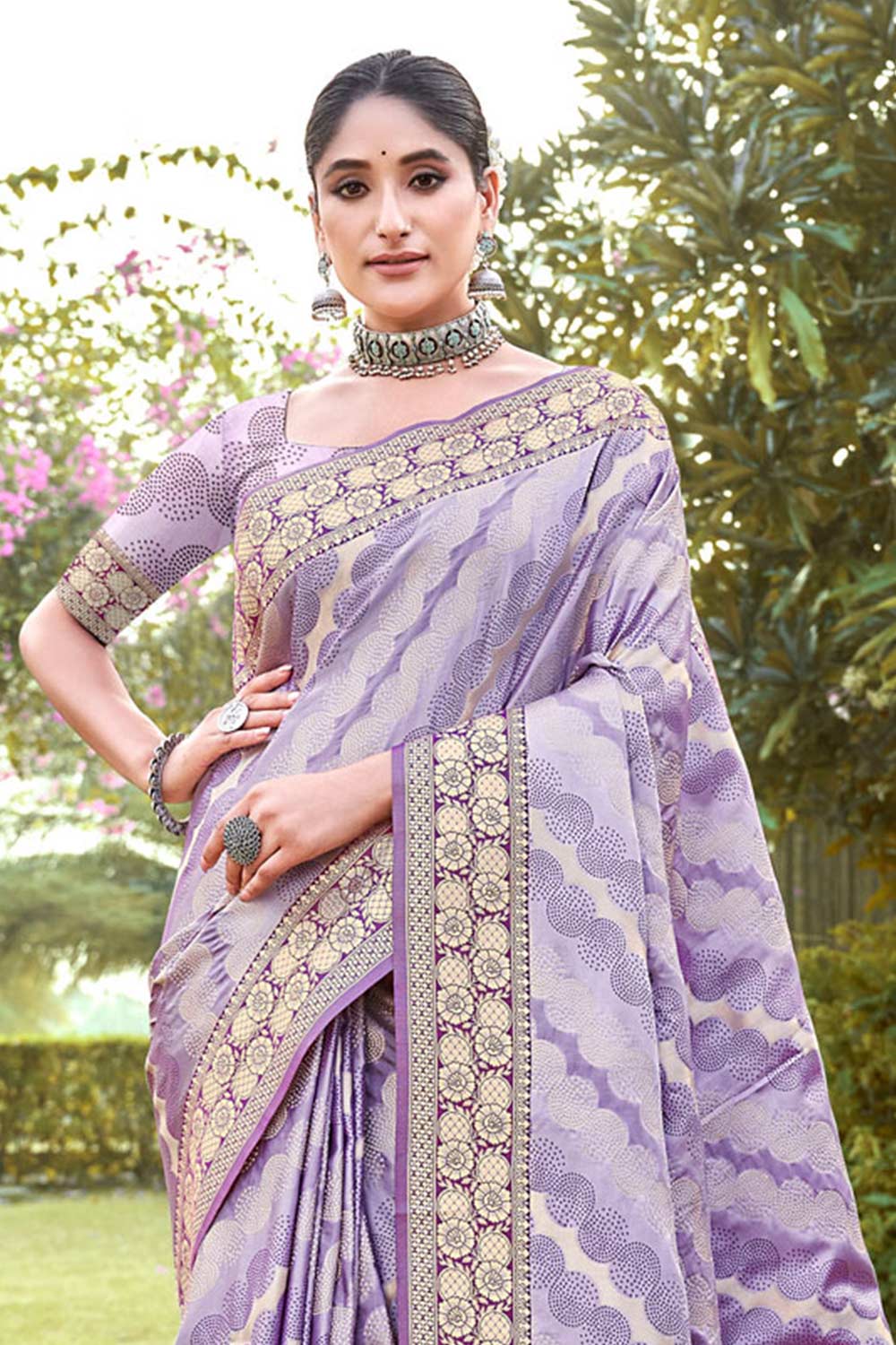 Lavender Silk Woven Saree