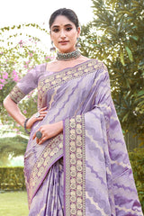 Lavender Silk Woven Saree