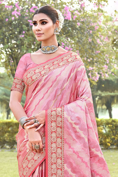 Pink Silk Woven Saree