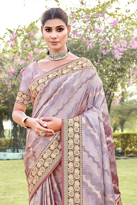 Purple Silk Woven Saree