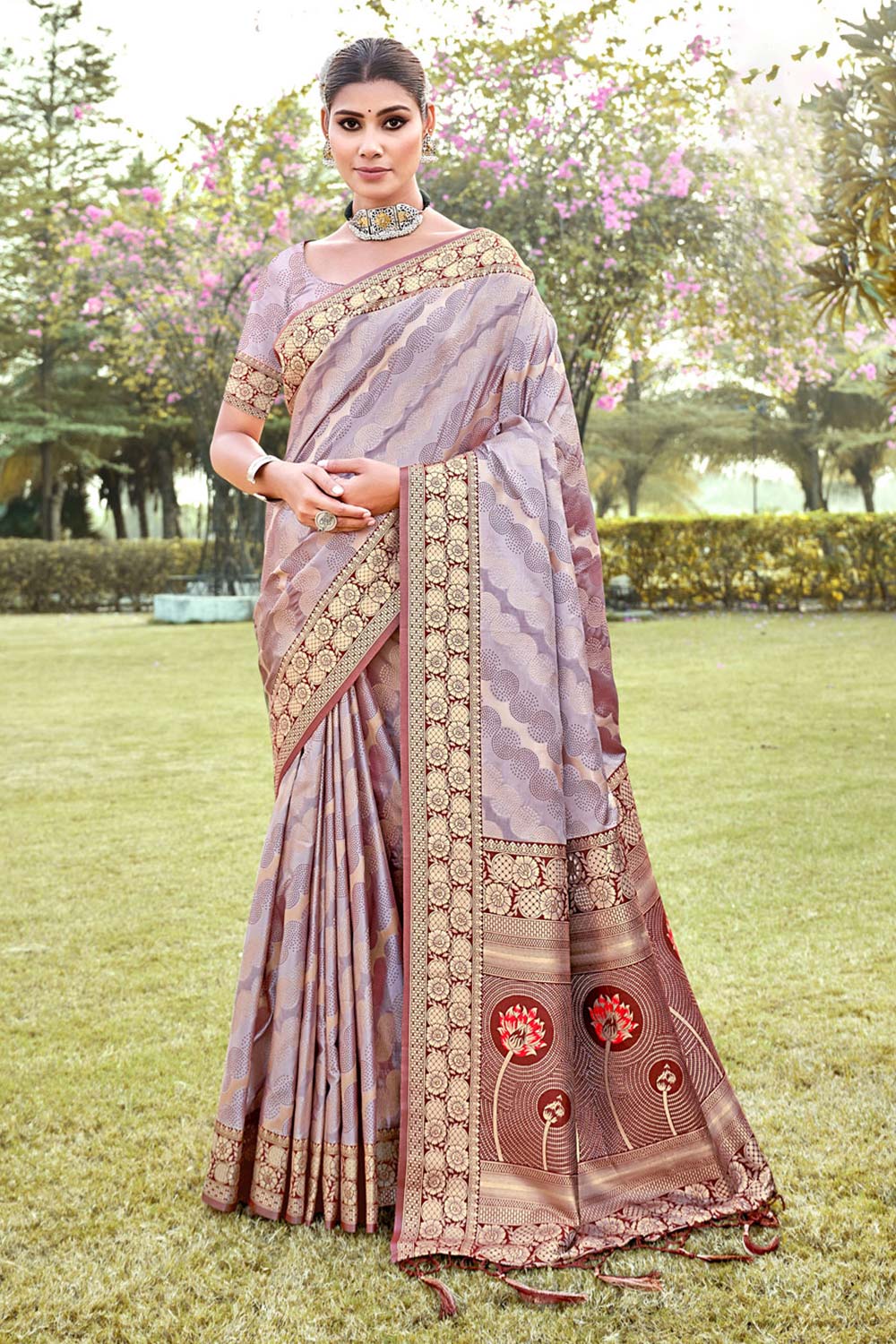 Purple Silk Woven Saree