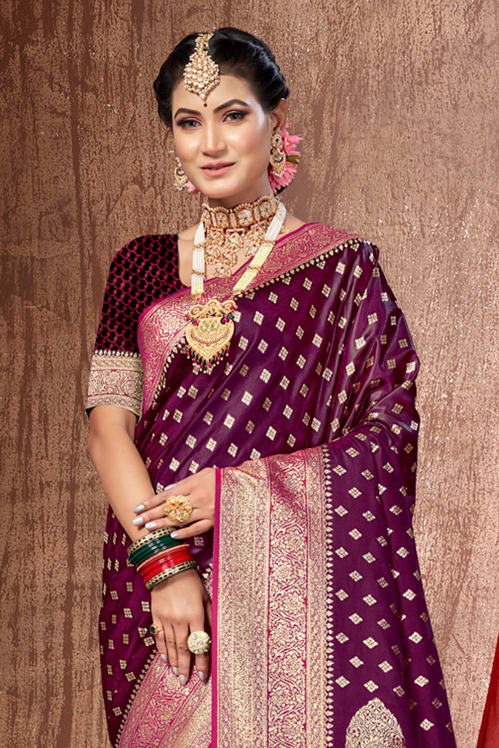 Purple Banarasi Silk Woven Saree