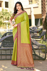 Green Banarasi Silk Woven Saree