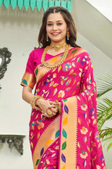 Magenta Banarasi Silk Woven Saree