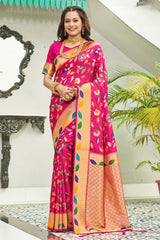 Magenta Banarasi Silk Woven Saree