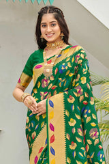 Green Banarasi Silk Woven Saree