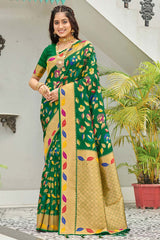 Green Banarasi Silk Woven Saree