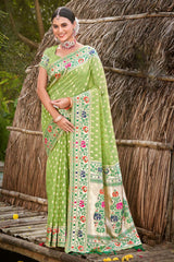 Green Paithani Silk Woven Saree