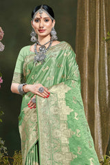 Green Banarasi Silk Woven Saree